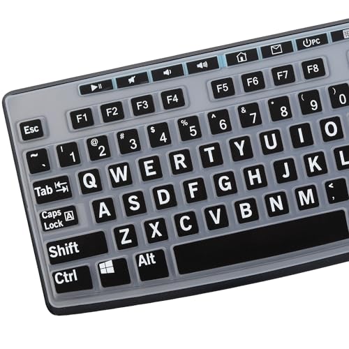 Large Print Keyboard Cover for K270 Wireless Keyboard, Logitech MK295 MK275 MK270 Wireless Keyboard Cover, Logitech K200 K260 K270 MK200 MK260 K270 K275 K295 Keyboard Cover Skin Protector -Black - color: BK