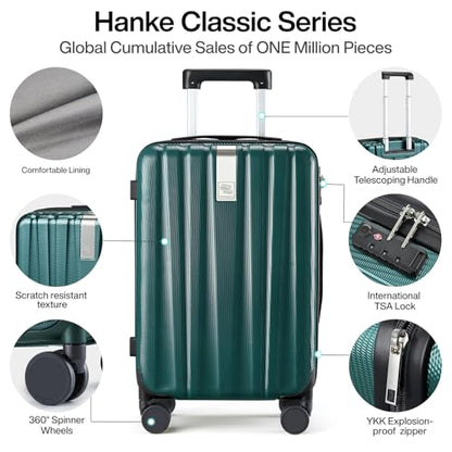 Hanke Luggage Sets 2 piece Carry On Luggage with Wheels PC Hard Shell Suitcases Lightweight Travel Luggage Travel Suitcase Woman Men 20/29 Inch (Blackish Green) - color: Blackish Green, size: 2 Piece Set（20/29）