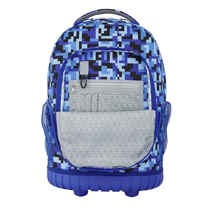 Travelers Club 4 Piece Rolling Backpack Set With Accessories,Blue Pixel - color: Blue Pixel