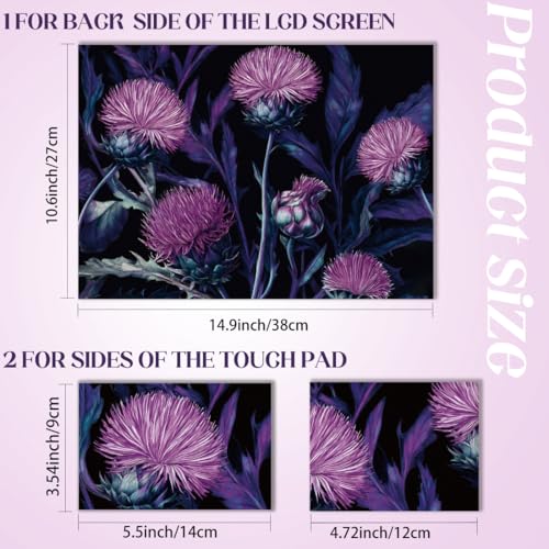SUPERDANT Laptop Skin Sticker Flower Laptop Decals Personalized Universal Notebook Computer Wrap Vinyl Skin Stickers Cover Art Decal Removable 12-15.6 Inch Waterproof Scratch-Resistant Black Purple