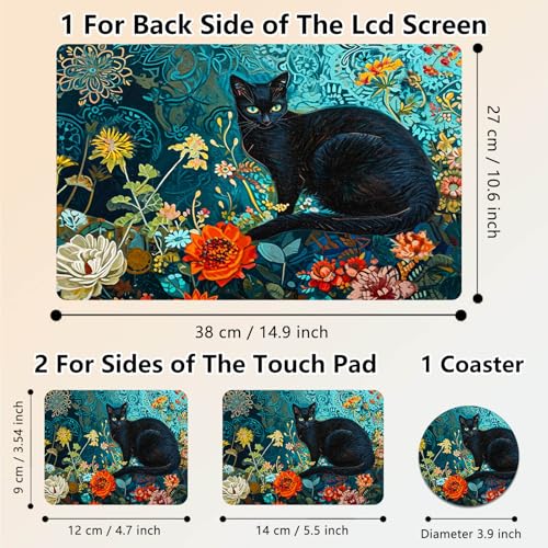 Laptop Skin Sticker Decal 15.6 Inch,12 13 13.3 14 15 15.6 in Laptop Netbook Skins for Notebook,Art Decal Removable Waterproof Scratch Resistant,Universal Vinyl Cover,Blue Flower Cat - color: Blue Flower Cat