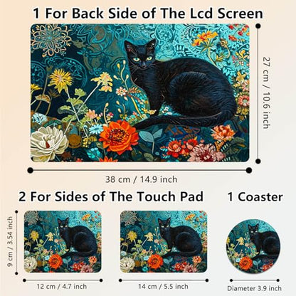 Laptop Skin Sticker Decal 15.6 Inch,12 13 13.3 14 15 15.6 in Laptop Netbook Skins for Notebook,Art Decal Removable Waterproof Scratch Resistant,Universal Vinyl Cover,Blue Flower Cat - color: Blue Flower Cat
