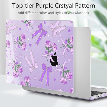 Tuiklol for MacBook Air 13 inch Case M5 2026 M4 2025 M3 2024 M2 2022 Release Model A3449 A3240 A3113 A2681,Plastic Hard Shell Cover for MacBook Air 13.6 with Touch ID, Bow & Rose Purple - color: Bow & Rose Purple