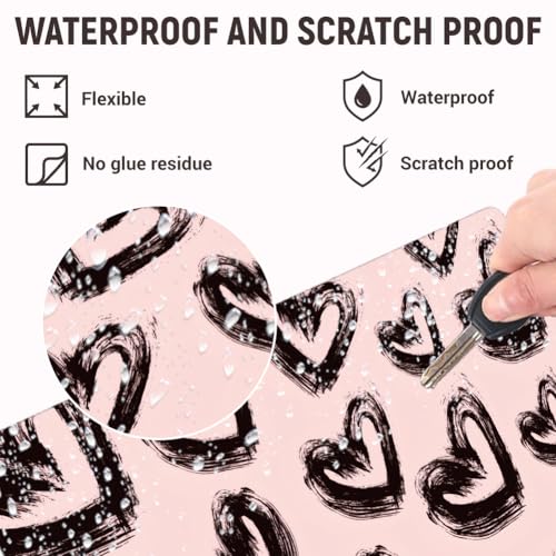 3Pcs Black Hearts Laptop Skin Sticker Universal Removable Vinyl Stickers Fits for 12.1 13 14 15.6 16 Inch Waterproof Notebook Decal Cover Gift - color: black and pink