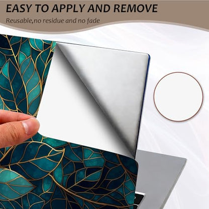 Laptop Skin 12.1-15.6 inch Removable Universal Reusable Laptop Sticker Decal,Waterproof No Residue Vinyl Cover,Scratch-Resistant Cuttable Full Wrap Sticker for Notebook, Dark Green Leaf - color: Dark Green Leaf