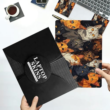 Universal Laptop Skin Sticker with 2 Wrist Pad Decals, 3-Piece Removable Vinyl Laptop Cover, Art Cats Waterproof Anti-Scratch, Easy-Trim Fit for 13.3" 14" 15.6" Laptops - color: Art Cats