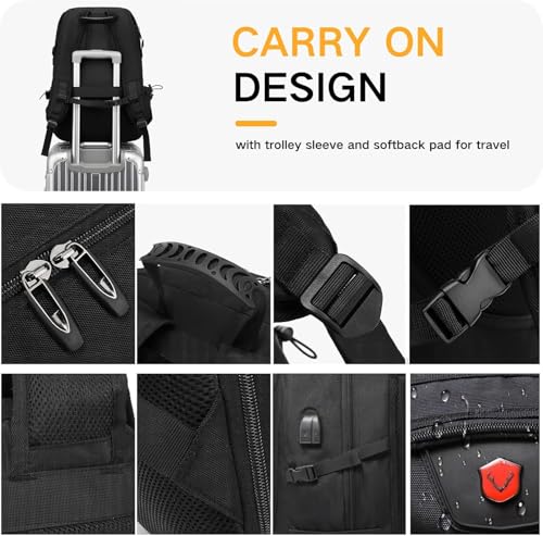 Travel laptop backpack, Extra Large 60L Traveling College Backpack,Large Capacity Backpack for Men Women,Fits 17 Inch Computer, USB Charging Port, Black - color: 60l Black With Shoe Storage