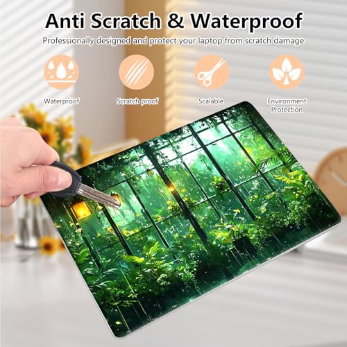 Laptop Skin Sticker Decal 15.6 Inch,12 13 13.3 14 15 15.6 in Laptop Netbook Skins for Notebook,Art Decal Removable Waterproof Scratch Resistant,Universal Vinyl Cover,Green Forest Window - color: Green Forest Window