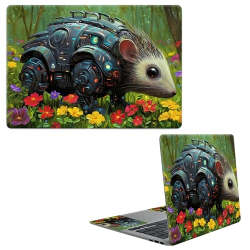 Laptop Skin Sticker Decal, Universal Protective Cover Fit 12 13 14 15.6 Inch Notebook, Reusable Water-Resistant Vinyl Decal w/ 2 Wrist Pads for Business Travel Office, Mouse Flower Forest - color: Mouse Flower Forest