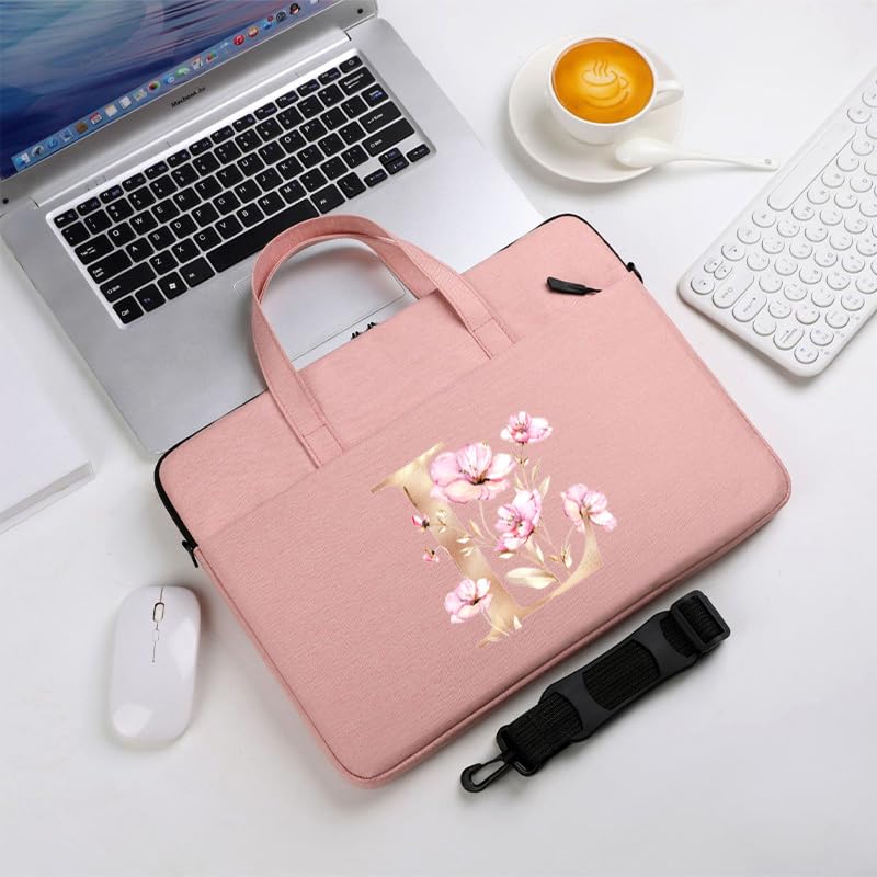 Computer Bag For Men & Women, With Initial Laptop Bag,14/15inches Messenger bag For Office、Business、Travel、School - color: Pk-l