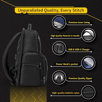LENZN Laptop Business Backpack for Men & Women, Work Backpack Fits 15.6 Inch, Premium Qulity Travel Bag with USB Charging Port, Water-Resistant, Durable Nylon, Computer Bookbag with Multiple Pockets