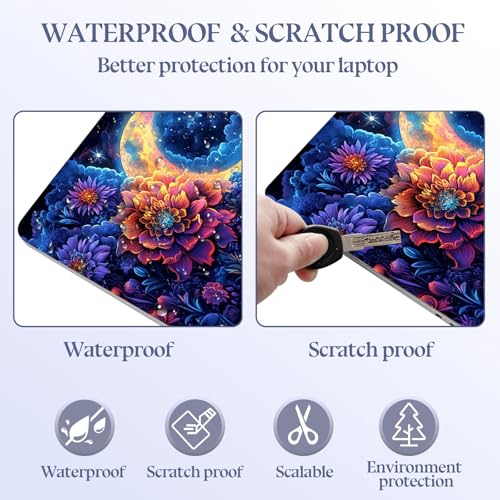 Universal Laptop Skin Sticker Decal,15.6 Inch Laptop Vinyl Cover for 13" 14" 15.6" Laptop,Scratch-Resistant Waterproof Protector Wrap,Reusable with Wrist Pads,Lunar Blossom Nightscape - color: Lunar Blossom Nightscape