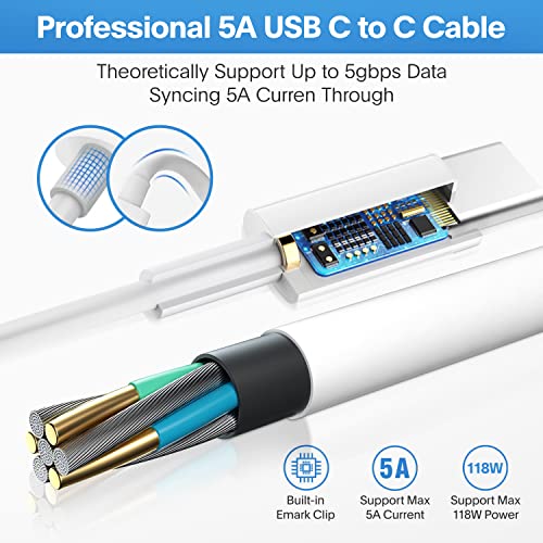 Mac Book Pro Charger - 118W USB C Charger Fast Charger Compatible with MacBook Pro/Air, M1 M2 M3 M4 M5, ipad Pro, Samsung Galaxy and More, Include Charge Cable