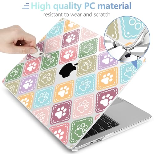 MEEgoodo Case for M5/M4/M3/M2 MacBook Air 13 inch Case 2026 2025 2024 2022, Fit Model A3449/A3240/A3113/A2681, Laptop Hard Shell Compatible with MacBook Air 13.6-inch, Dog Paw & Checked - color: Dog Paw & Checked