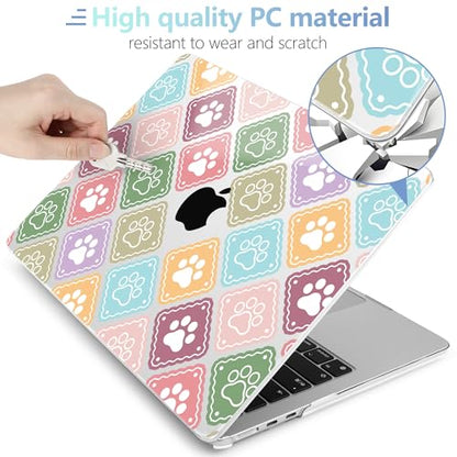MEEgoodo Case for M5/M4/M3/M2 MacBook Air 13 inch Case 2026 2025 2024 2022, Fit Model A3449/A3240/A3113/A2681, Laptop Hard Shell Compatible with MacBook Air 13.6-inch, Dog Paw & Checked - color: Dog Paw & Checked