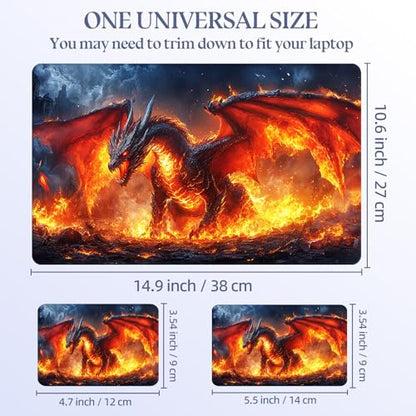 Universal Laptop Skin Sticker Decal,15.6 Inch Laptop Vinyl Cover for 13" 14" 15.6" Laptop,Scratch-Resistant Waterproof Protector Wrap,Reusable with Wrist Pads,Blazing Dragon Ruins - color: Blazing Dragon Ruins