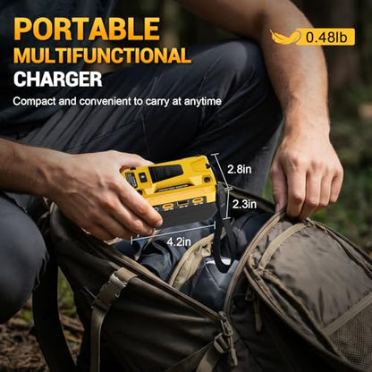 140W Fast Battery Bidirectional Charger Compatible with Dewalt 20V Battery | Dual USB-C 140W Output, Single USB-A 18W Output, Maximum Output of 280W, 700LM LED Work Light & LED Display (No Battery) - color: Yellow