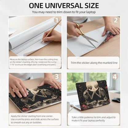 Skeleton Lovers Rose Garden Universal Laptop Skin Sticker 3PCS, Protective Decal Trim-to-Fit 11.6" 13.3" 14" 15.6" Laptop Vinyl Cover, Removable Anti-Scratch Computer Decal Protector - color: Skeleton Lovers Rose Garden