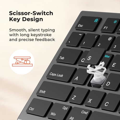 MEETION Multi-Device Bluetooth Keyboard and Mouse Combo, Slim, Silent | Slim rechargeable scissor-switch keyboard with 3200 DPI mouse. Works with Windows, Mac, PC and laptop