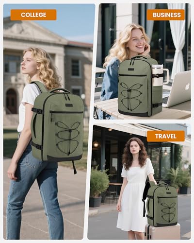 LOVEVOOK Travel Backpack,40L Carry On Backpack Large Fits 17.3" Laptop,TSA Personal Item Travel Bag with 3 Packing Cubes,Water Resistant Laptop Bag Travel Essentials for Weekender Business Hiking - color: Olive Green, size: 17.3 Inch