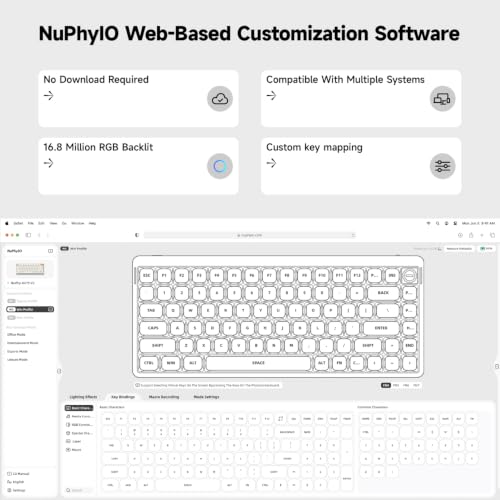 nuphy Air75 V3 Hot Swappable Wireless Mechanical Keyboard, 84 Keys 75% Custom Low Profile Keyboard with Knob, RGB Backlit, Gasket Mounted, Support Bluetooth/2.4GHz/USB-C,Black-Red Nano - color: Black, size: Red nano Switch