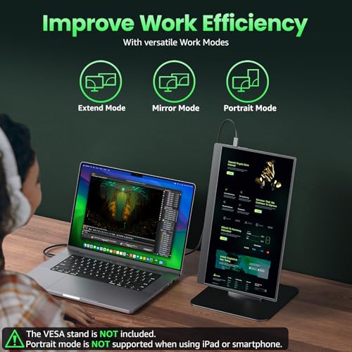cocopar Portable Monitor IPS Travel Monitor with USB-C HDMI Portable Screen for Laptop MacBook Surface PC PS4/5 External Display with Kickstand, VESA Mountable, 15.6 Inch - size: 15.6 Inch