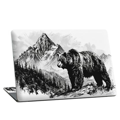 Universal Laptop Skin Sticker with 2 Wrist Pad Skins, Waterproof Scratch Resistant Vinyl Laptop Cover Decal, Cut to Fit for 11–15.6 Inch MacBook HP Dell Lenovo, Black Bear Mountain - color: Black Bear Mountain