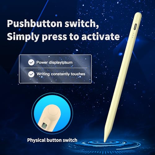 Stylus Pen Android for AMZ Tablet HD 10/Max 11 Compatible with Samsung/Lenovo,Accurate， Push-Button Switch On/Off,Long Battery Life+2Tips(NW Yellow) - color: NW Yellow