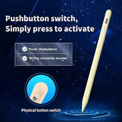 Stylus Pen Android for AMZ Tablet HD 10/Max 11 Compatible with Samsung/Lenovo,Accurate， Push-Button Switch On/Off,Long Battery Life+2Tips(NW Yellow) - color: NW Yellow