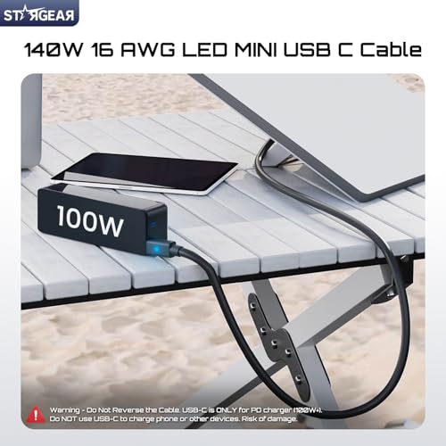 Starlink Mini Cable 6.5FT, 16AWG Starlink Cable with Indicator Light 140W USB C to DC, Accessories for Starlink Work with 100W+ PD Source, Compatible with 28V PPS 20V PD Protocols - size: 6.5FT with LED