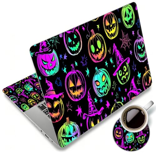 Laptop Skin Sticker Decal 12"-15.6" Universal Laptop/Notebook/Netbook Vinyl - Waterproof Scratch Resistant,Fits HP Dell Lenovo MacBook,2 Free Wrist Pads,Easy Apply & Remove,Glitter Pumpkin - color: Glitter Pumpkin