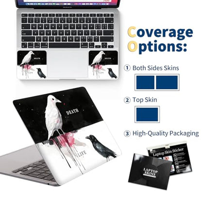 Universal Laptop Skin for 13-16 Inch Laptops,Vinyl Protective Sticker Decal,Easy DIY Trim-to-Fit for HP/Dell/MacBook,Bubble-Free & Removable,Life Death Raven Art - color: Life Death Raven Art