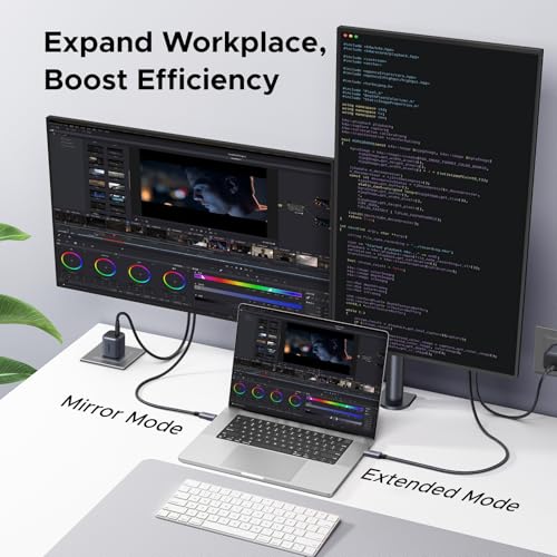 UGREEN USB C to HDMI Cable with 140W PD Fast Charging 8K@60Hz, 6.6FT | 4K@240Hz,Unidirectional,Plug & Play,Compatible iPhone 17 Pro Max SteamDeck MacBook iPad Galaxy S26 XPS for Gaming TV Monitor