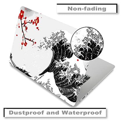 Laptop Skin Sticker Decal,12" 13" 13.3" 14" 15" 15.4" 15.6 inch Laptop Vinyl Skin Sticker Cover Art Protector Notebook PC (2 Wrist Pad Skins Included), Waterproof Removable, Black Wave of Kanagawa - color: Black Wave of Kanagawa