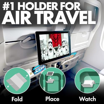 Airplane Phone Holder, Flexible Airplane Tablet Holder Travel | Extra Large 12 in x 7 in, Matte Black, Foldable Design, Fit Ipad, Kindle, Folding Cellphone Stand for Desk, Bed, Treadmill - color: Black, size: Extra Large