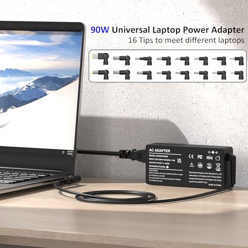Universal AC Adapter 90W Laptop Charger Compatible with Lenovo HP Dell ASUS Acer Samsung Gateway Notebook Ultrabook Chromebook Pavilion EliteBook Inspiron Latitude ThinkPad and More with 16 Tips