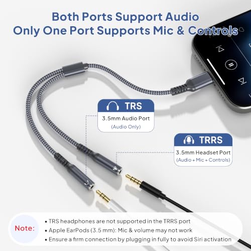 Elebase USB C Headphone Splitter 0.9FT,Type C to Dual 3.5mm Audio Adapter | USBC to 2 Way Aux Female Headphone Jack Compatible with iPhone 17 17e 16 16e 15,Galaxy S26 S25 S24,iPad Pro 10,Pixel 10 9 - size: USB C to Dual 3.5mm, style: Grey