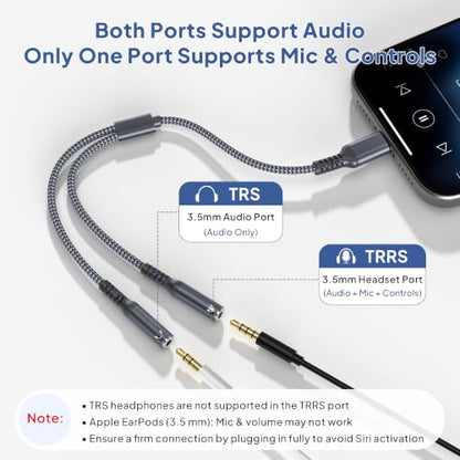 Elebase USB C Headphone Splitter 0.9FT,Type C to Dual 3.5mm Audio Adapter | USBC to 2 Way Aux Female Headphone Jack Compatible with iPhone 17 17e 16 16e 15,Galaxy S26 S25 S24,iPad Pro 10,Pixel 10 9 - size: USB C to Dual 3.5mm, style: Grey
