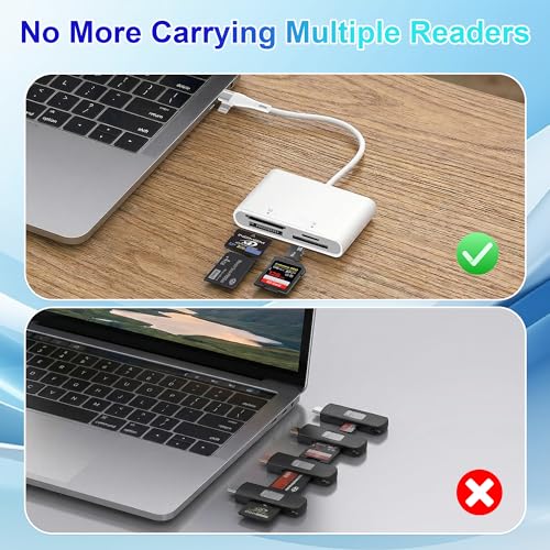 Memory Stick Pro Duo Adapter for Lightning/USB-C - 4-in-1 Multi Memory Card Reader for SD/Micro SD/MS/xD-Picture Cards, Sony Memory Stick Pro Duo Reader OTG Adapter, Plug & Play for iPhone/Android/PC