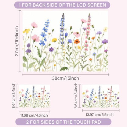 CREATCABIN Colorful Flowers Laptop Skin Sticker Decal Netbook Skin Sticker Notebook Art Decal 12" 13" 13.3" 14" 15" 15.4" 15.6" Laptop Protector Cover Waterproof Scratchproof Removable Easy to Apply - style: Colorful Flowers