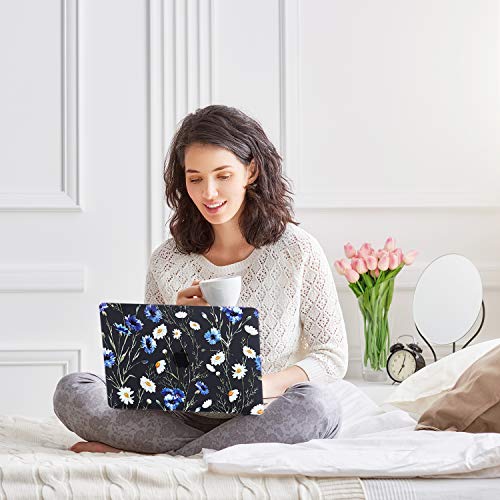Case for MacBook Air 13-inch Laptop M5 M4 M3 M2 A3449 A3240 A3113 A2681 2026-2022 Release with Touch ID, 3D Effect Matte Black See Through Hard Cover&Keyboard Cover, Floral Pattern - color: Yellow Black