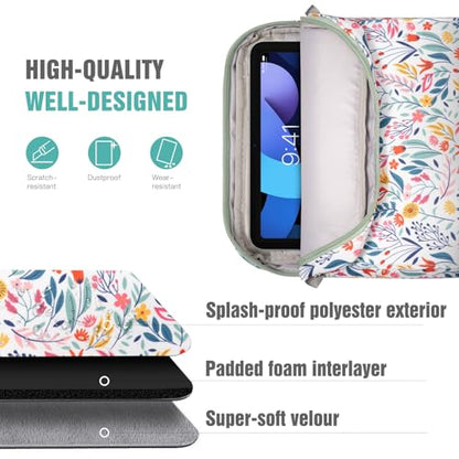 TiMOVO 9-11" Tablet Sleeve Bag Carrying Case with Strap, Flowers | Fits iPad A16 11", Pad Air 11/5th & 4th 10.9", 10th Gen/10.2", Galaxy Tab A11 Plus, Multi-Pocket, Handle, Padded Protection - color: Flowers, size: 9-11