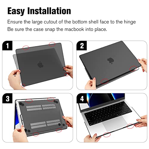 Fintie Hard Shell Case for MacBook Pro 14 Inch, Frost Black | A3434 A3112 A3185 A3401 A2992 A2918 A2779 A2442 A3426 A3427, 2021-2026, M5/M4/M3/M2/M1 - color: Frost Black, size: Pro 14 Inch