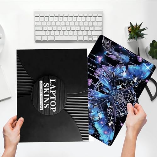 Universal Laptop Skin Sticker with 2 Wrist Pad Skins, Waterproof Scratch Resistant Vinyl Laptop Cover Decal, Cut to Fit for 11–15.6 Inch MacBook HP Dell Lenovo, Heart Butterfly - color: Heart Butterfly