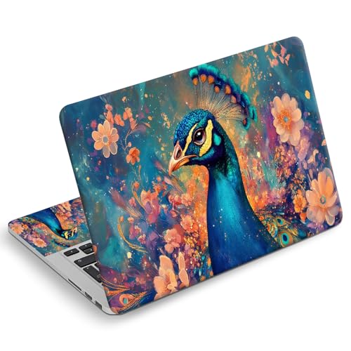 Universal Laptop Skin Sticker Decal, Compatible with MacBook HP Dell Lenovo 12"-15.6", Reusable Vinyl Notebook Cover 3PCS Set, High-Recognition Film-Floral Peacock Art - color: Floral Peacock Art