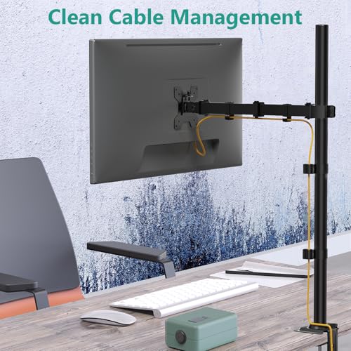WALI Monitor Arm Mount for Desk, Single Extra Tall Computer Desk Mount, Monitor Bracket Mount Stand Single, up to 34 inch, 22 lbs (M001XL), Black - size: 13"-34", style: Single