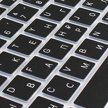 ProElife Keyboard Cover with Touch ID for MacBook Air 13-in A2337, Russian | Black, U.S Layout, Non-interference Design for ID Key, Dust-proof, Silicone Protective Skin, Custom Fit, Washable & Reusable - color: Black-Russian