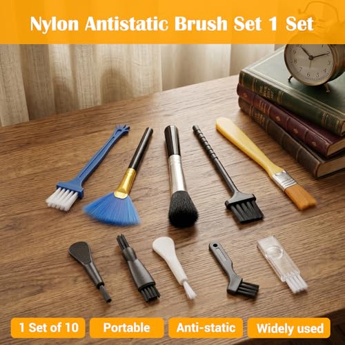 Tyqour 10 PCS Keyboard Brush Keyboard Cleaning Brushes Kit Mini Anti Static Brush Small Nylon Dust Cleaning Brushes for Electronic Devices Computer Motherboard Fans Camera Small Space
