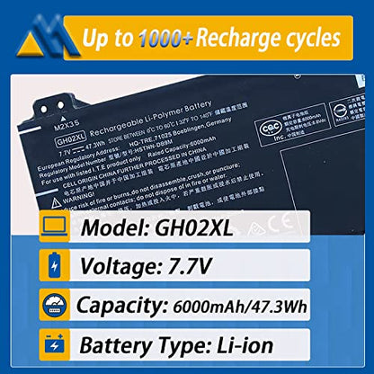 GH02XL HP Laptop Battery Replacement for HP Chromebook 11A G8 11 G8 14 G6 Chromebook X360 11 G3 NA0010nr NA0010DS NA0010CASeries GHO2XL L75783-005 HSTNN-DB9M L75253-271 L75253-2C1 7.7V 47.3Wh 6000mAh - size: 9.45*3.78*0.22 inch GH02XL