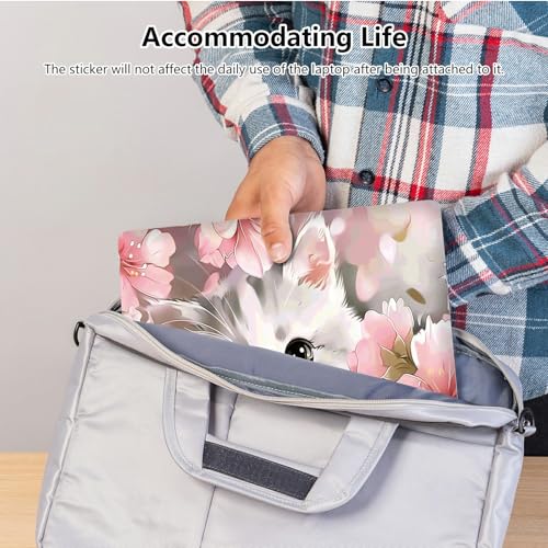 Universal Laptop Skin Sticker with 2 Wrist Pad Skins, Waterproof Scratch Resistant Vinyl Laptop Cover Decal, Cut to Fit for 11–15.6 Inch MacBook HP Dell Lenovo, Baby Cat Flowers - color: Baby Cat Flowers